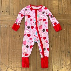 Little Sleepies Valentine sweetheart pink bamboo zippy 3-6 months pajamas
